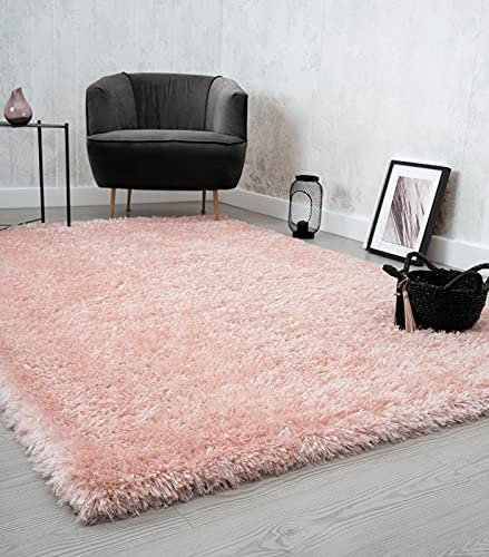 the carpet Willow Langflor, Hochflor Teppich, Wohnzimmer, Schlafzimmer, Modern, Weich, Matt, Einfarbig, Unifarben, Rosa 200 x 290 cm