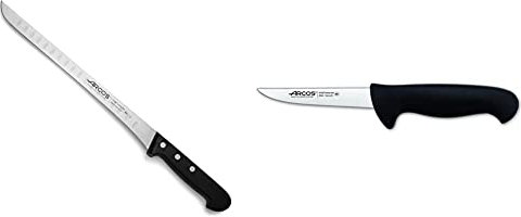 Arcos Universal Cuchillo, Acero Inoxidable, Negro, 280 mm + Serie 2900, Cuchillo Deshuesador, Hoja de Acero Inoxidable Nitrum de 130 mm, Mango inyectado en Polipropileno Color Negro
