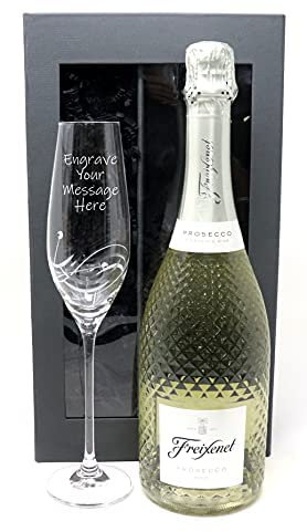 Personalised Diamante Flute & Freixenet Prosecco 75cl (Presentation Gift Box)