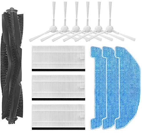 13-teiliges Bürstenrollen-Filter-Zubehör-Set für Neabot NoMo Q11 Roboter-Staubsauger-Teil (1 Rolle, 3 Schwamm, 3 Mopptücher, 6 Seitenbürsten)