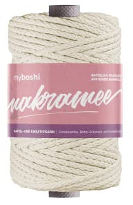 myboshi Makramee-Garn, geflochten, 4mm, Made in Germany, Naturgarn, Knüpf-Garn, das Kreativgarn für orientalische -Makramee-Arbeiten Beige, 1 Kordel a 50m