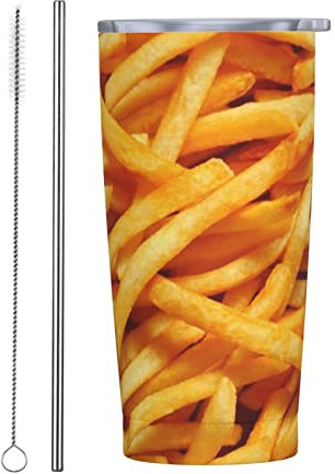ANGYANG French Fries 20 Oz Vakuum-Reisebecher Isolierte Wasserflaschen Edelstahlbecher Kaffeetasse mit Deckel