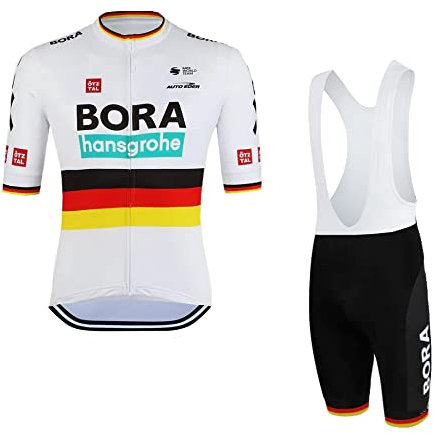 2022 Pro Team BORAhansgrohe Radtrikot Set für Herren, atmungsaktives MTB Radtrikot Trägerhose Kits GEL Paddad (S)