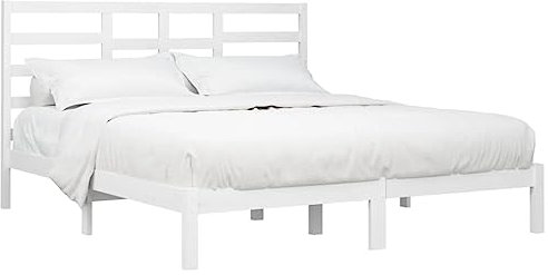 vidaXL Massivholzbett Bett Doppelbett Holzbett Lattenrost Bettrahmen Bettgestell Schlafzimmermöbel Schlafzimmerbett Weiß 180x200cm