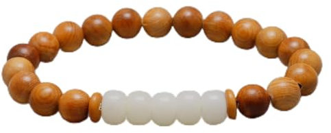 1 Stück Natürliches Holz mit weißen Bodhi Samen Perlen Stretch Armband Für Frauen Buddhismus Yoga Schmuck Handgemachte Männer - 21 cm