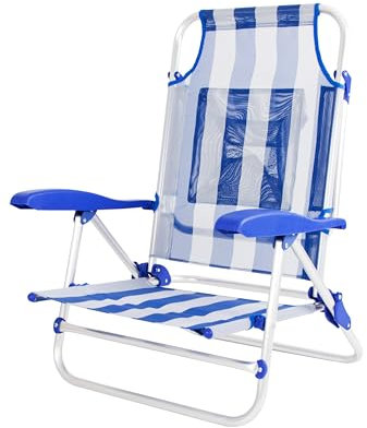 CREVICOSTA QUALITY MARK MARCAS DE CALIDAD Clima 2108 Strandstuhl, faltbar, gepolstert, mit Armlehnen und 9 Positionen.