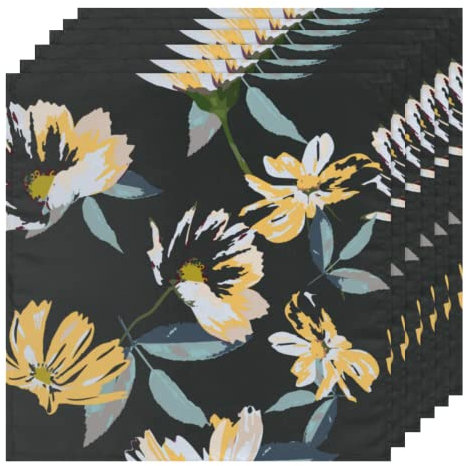 Juego de 6 servilletas de tela de pintura artística, lavables de poliéster, servilletas de mesa con flores modernas para banquetes, fiestas, bodas y vacaciones (20 x 20 pulgadas)