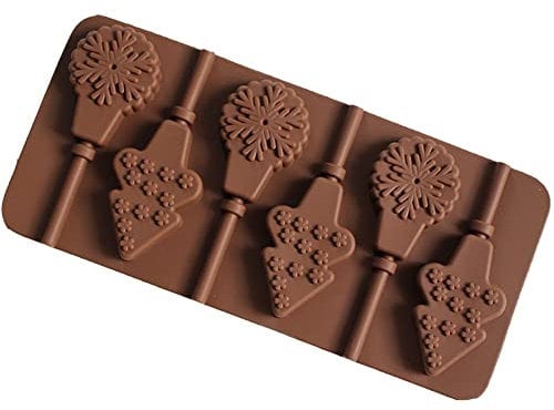 Moules De Sucette De Silicone De Noël Moules De Bonbons Au Chocolat Lollypop Sucker Moule De Noël Flake Silicone Fondant Moules pour Les Fêtes De Noël