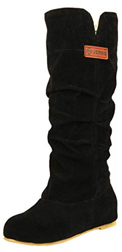 BOTCAM Stivali invernali da donna, stivaletti da neve, stivali termici, lunghi sopra il ginocchio, eleganti stivali invernali alla moda, stivali da neve, Nero , 40 EU