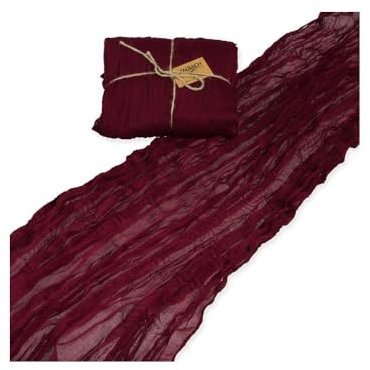 Halbach Seidenbänder Tischläufer, Breite: 70 cm Länge: 300 cm, waschbarer Tischläufer für Hochzeiten, Geburtstage oder als Tischdeko, schmale Tischdecke in Baumwoll-Optik, Farbe: dunkelrot