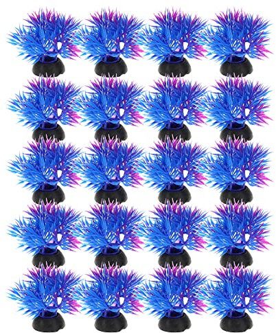 VOCOSTE 20 Pcs Aquarium Plants, Artificial Fish Tank Plants, Purple