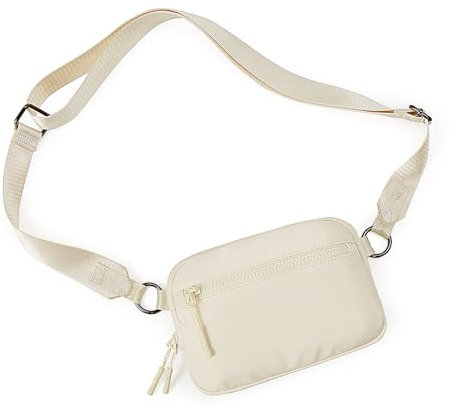 WESTBRONCO Kleine Umhängetasche für Damen, Nylon, mit verstellbarem Riemen, Mini-Umhängetasche, Schultertasche, Reisen, Workout, Beige, Small, Beige