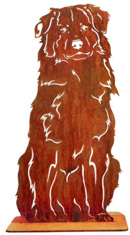 Terma Stahldesign Rost Australian Shepherd 75 cm Hund Lebensgroß Handmade Germany Tolle Gartendeko aus Metall Figur Geschenk Rostfigur Garten Gartenfigur Hundegrab