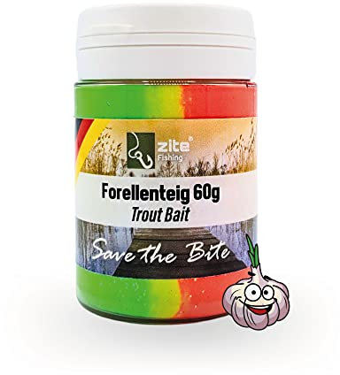 Zite Fishing Forellenteig mit Knoblauch-Aroma 60g – Fängige Forellenpaste Schwimmend als Forellenköder – Trout Bait Teigköder in knalligen UV-Neonfarben mit Glitter (Regenbogen Rot)
