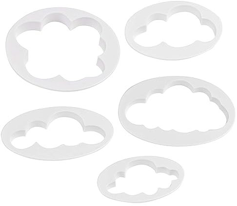 5 Pièces Nuage Emporte Piece Patisserie, Plastique Emporte Piece Biscuit, Emporte Pièce Rond, pour Boulangerie Fondant Biscuits Décoration Gâteau de Anniversaire Mariage