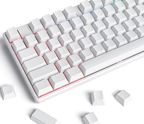 Fogruaden Blank PBT White Keycaps, Cherry Profile, 128 Keycap Set, Compatible with Cherry Gateron MX Switches Mechanical Keyboards (White)