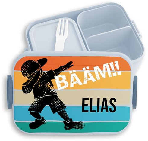 Kinder Bento Box Midi Lunchbox für Mepal Bentobox - Cool Kids - BÄÄM Junge mit Namen - 900 ml - Hellblau - zur einschulung bääm brotdose zum schulanfang name kind schulanfänger