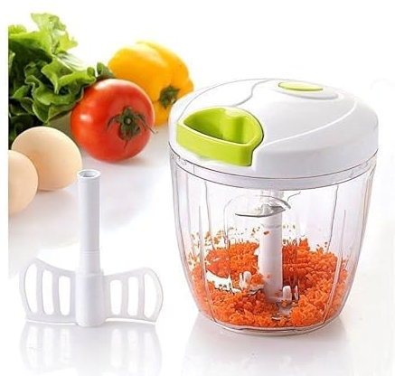 UBOON - Picadora manual de alimentos, trituradora de verduras, minipicadora para trocear frutas | Cortador de Carne y Verduras | Picadora Manual de 3 cuchillas con Cuerda (900ml)