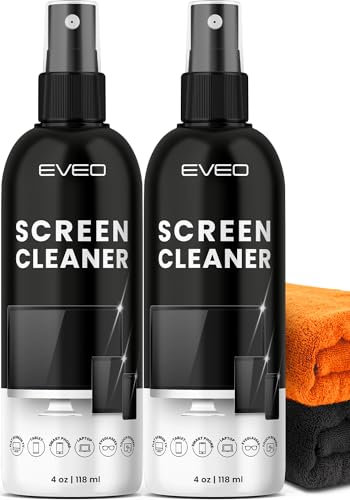 Lot de 2 sprays nettoyants pour écran TV et chiffon en microfibre, nettoyeur d'écran d'ordinateur et de voiture pour TV, moniteur, ordinateur portable, MacBook, iPad, iPhone et appareils électroniques