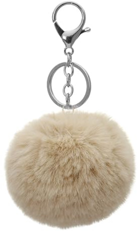 Cozylkx Kunstpelz Pom Pom Schlüsselanhänger, Plüschball-Schlüsselanhänger, Kette, Flauschiger Pom Pom Anhänger Mit Schlüsselanhänger, Hängende Verzierung Für Damen, Handtaschen, Rucksäcke