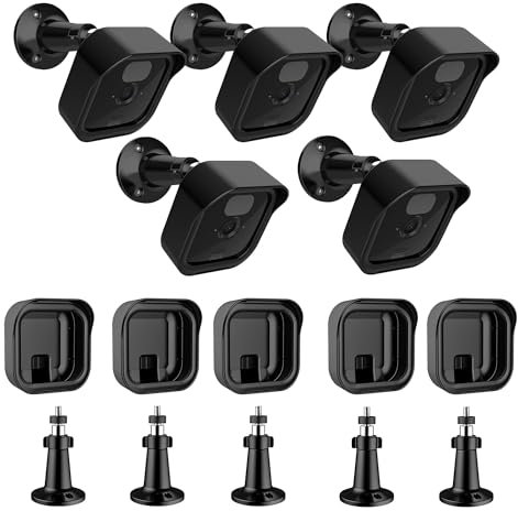 Blink Outdoor Kamera Halterung mit Schutzhülle Gehäuse, 360° Verstellbare Wandhalterung Kamerahalterung Standfuß Sockel Zubehör für Blink Indoor Sicherheitskamera, Schwarz (5 Pack- Schwarz)