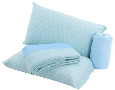 Viterbo Biancheria Coordinato Lenzuola Completo Letto Matrimoniale In Morbido Pile A Fantasia Kenia (6127) (Quadratini Celeste)