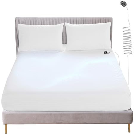 ConBlom Sábana bajera ajustable con cable de conexión a tierra, sábanas de conexión a tierra, tamaño individual XL, 5 % fibra de plata y 95 % fibra de algodón, sábana de tierra conductora para un