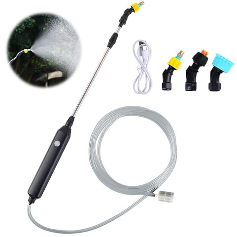 Hojalis Electric Garden Sprayer,Rechargeable Telescopic Water Pressure Sprayer with 3M Hose Mister Sprayer, Portable Battery Powered Sprayer with Telescopic Extension Pole for Yard,Lawn,Weeds,Plants