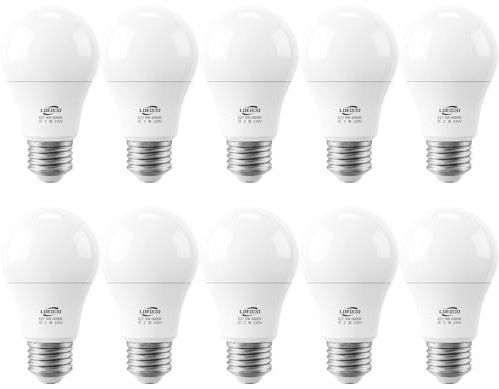 LOEODO E27 Screw LED Bulb 60W Equivalent, 9W Light Bulb, 806 Lumens, 6000K Cool White, Large Screw Bulb, Non-Dimmable, Pack of 10