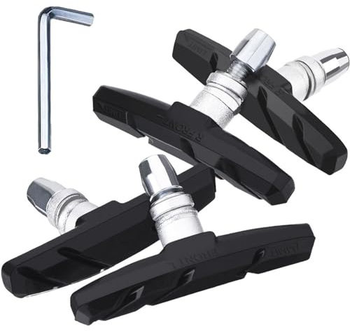 2 Pairs V Bike Brake Pads, 70mm V Brake Blocks, Bicycle Brake Pads Cycle Break Pads with Hex Nuts and Spacer, Universal Bicycle Brake Blocks for Road Bikes Mountain Bikes MTB