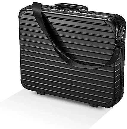 Aluminium-Aktentasche für Herren, Business-Laptop-Tasche, medizinische Tasche, Instrumente und Ausrüstung, Werkzeugkoffer mit Schultergurt, Schwarz , 16in