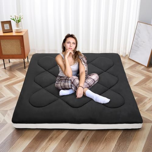 SUNYRISY Japanische Bodenmatratze, Futon-Matratze, dicke aufrollbare Schlafmatratze, Tatami-Matte, Bodenbett, faltbare und tragbare Liege, Gästebett, Campingmatratze mit Aufbewahrungstasche,