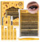 QUEWEL Kit-Extension-Cils, 3D Fluffy Faux Cils with 280PCS 30+40+50D Extension Cils Mixed 10-16mm Cils Individuels, Lash Bond and Seal, et Pince Cils Facile DIY à la Maison(3D 30+40+50 KIT)