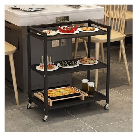 XOVP-023 Küchenregal Mobiles Gemüseregal, Hot-Pot-Geschirrregal, Küchenkorb-Aufbewahrungsregal, mehrschichtiges Küchen-Geschirrregal von Boden zu Boden Lagerregal(Schwarz)