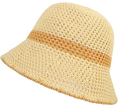 MILAKOO Crochet Fischerhut für Frauen Gestreift Trendy Outdoor Sonnenhut Cloche Hüte Trendy Style