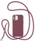 ZTOFERA Crossbody Lanyard Case for iPhone 12/12 Pro, Liquid Silicone Protective Phone Case with Strap Adjustable Neck Cord Necklace Soft Cover, Wine Red