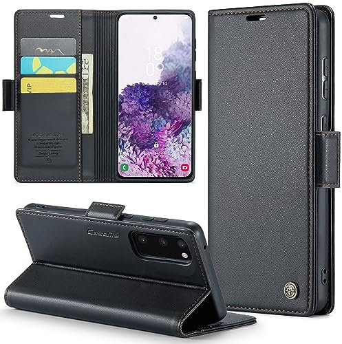 Phernykas Handyhülle für Samsung S20 Hülle (Nicht kompatibel Note 20), Magnetische Klapphülle mit kartenfach und Standfunktion Schutzhülle Lederhülle Galaxy S20 Flip Book Case (Schwarz)