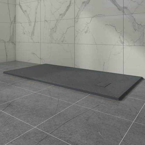 Aquariss SMC Slate Effect Shower Enclosure Tray 1800x900mm Rectangular Wetroom Shower Base Anthracite
