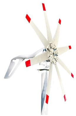Generador de turbina eólica, Turbina eólica de 3000W, 12V, 24V, 48V, con 8 aspas, pequeña turbina eólica for uso doméstico, RV, yate, bajo ruido, alta eficiencia Generador de energía eólica(48V)