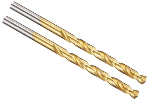 PATIKIL 4.5mm Drill Bit, Jobber Straight Shank M2 High-Speed Steel 135° Titanium Nitride TiN Coated for Stainless Steel Hard Metal - 2 Pack