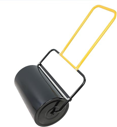 BCSRVCE Rasenwalze mit hoher Kapazität für die Rasenpflege, groß, 40 Liter, mit Wasser/Sand befüllbar, ergonomischer U-förmiger Griff, Verwendung für Gärten und Parks, schwarz