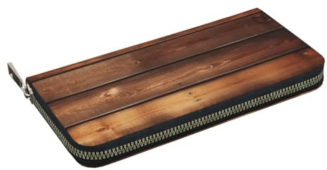 HEBSDFG Portefeuille long en cuir synthétique imprimé papillons bleu foncé pour homme et femme avec porte-cartes et fermeture éclair, Bois marron., Taille unique, Décontracté
