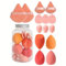 14 Pièces Éponges De Maquillage Lot Set Kit Houpettes Avec Boîte De Rangement Éponge Fond De Teint Éponge Maquillage Mélangeur De Beauté Éponges De Fondation Pour Femme (Orange)