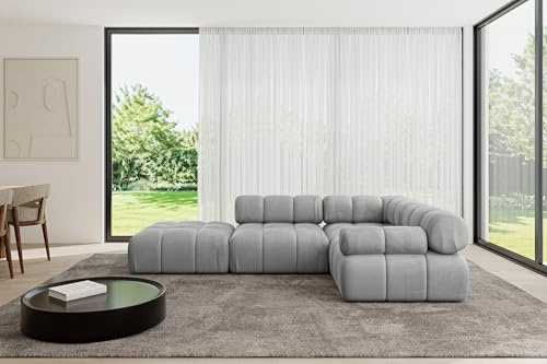ALTDECOR Modulares Sofa Ecksofa in L-Form Corner modular Sofa Eckcouch Couch Wohnlandschaft Cauchsofa Polstersofa Felto-L1-285x190x70 cm Hellgrau