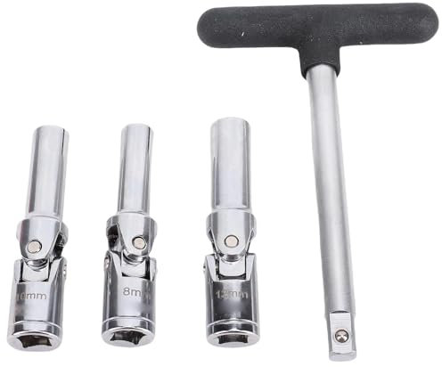 Yctze Jeu de Douilles pour Bougies de Préchauffage, Kit D'extraction pour Bougies de Préchauffage 8 Mm, 10 Mm, 12 Mm, avec Joint Universel et Barre en T pour Réparation Automobile