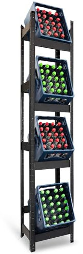 Floordirekt Getränkekistenregal für 4 Kisten - 200 x 40 x 30 cm - Getränkeregal, Kastenregal für Getränkekisten, Flaschenregal, Kastenständer - Regal für Getränkekästen (Osaka)