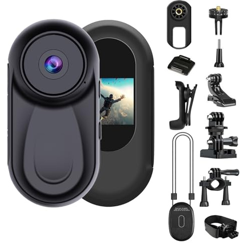 OBEST Mini Action Cam Nachtsicht 1080P mit 0,85 Display, 360 Magnetisch | 120 Weitwinkel, POV Bodycam Sportkamera für Vlog Nachtangeln Alltag Wandern Reisen, Helmkamera Motorrad mit Zubehör