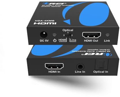 OREI 4K HDMI Audio Embedder, Digital/Analog Audio + DVI to HDMI Support, TOSLINK Optical 3.5mm Jack AUX Sound Input, 4K60Hz 18Gbps HDR HDCP2.2
