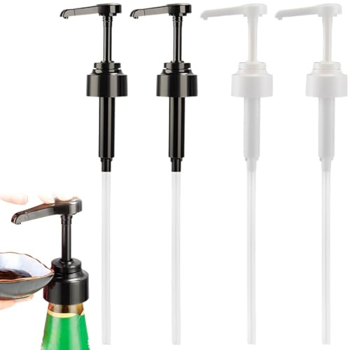 BAHME 4 Pcs Pompe à Sirop à Café, pompe sirop, Coffee Syrup Pump Distributeur Sirop Pompe pour Café Maison Bouteille de Sirop à Café, Étanches, Convient à la Plupart des Bouteilles de Sirop