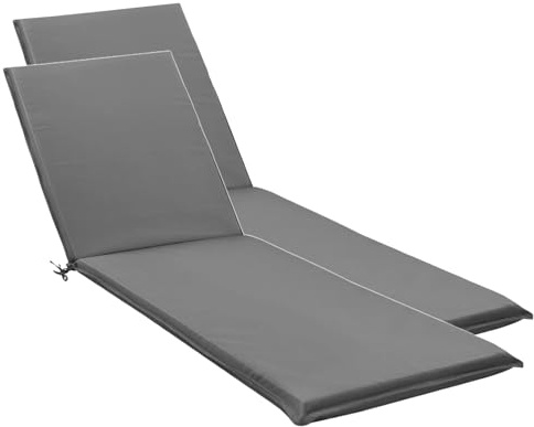 Auflage Sonnenliege Liegenauflage 2er Set, 190x58x6cm Outdoor Bequeme Sonnenliege Polster Befestigungsbänder, Waschbar Auflage Gartenliege für Gartenmöbel Liegestuhl Liegen, Gartenliege Hellgrau(2PCS)